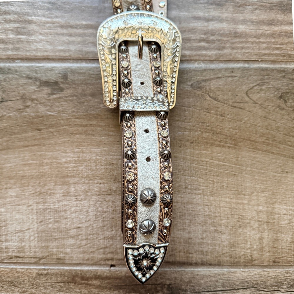 Shyanne Women's Angel Ranch Hair-On Hide Concho 39" Belt